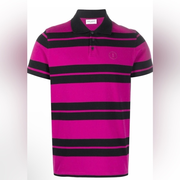 Yves Saint Laurent Striped Pique Polo Shirt - Picture 1 of 6